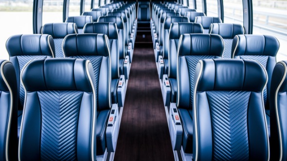 redding 56 passenger charter bus inside